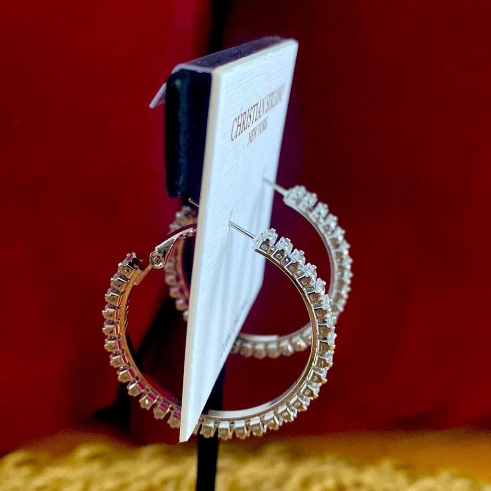 Christian Siriano Cubic Zirconia 1-1/4" Hoop Earrings - Picture 11 of 14